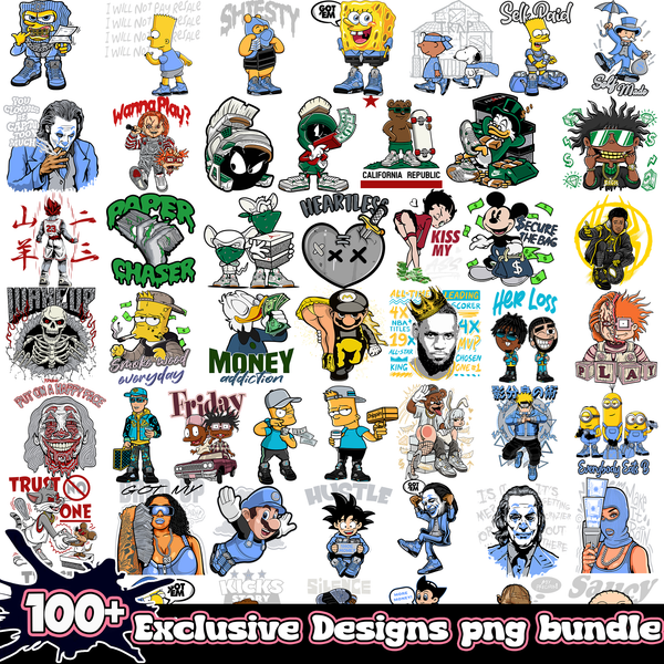 100+ Exclusive Cartoon Designs PNG Bundle Ver 1