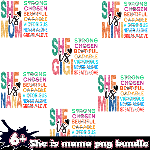 6+ She Is Mama Bundle PNG