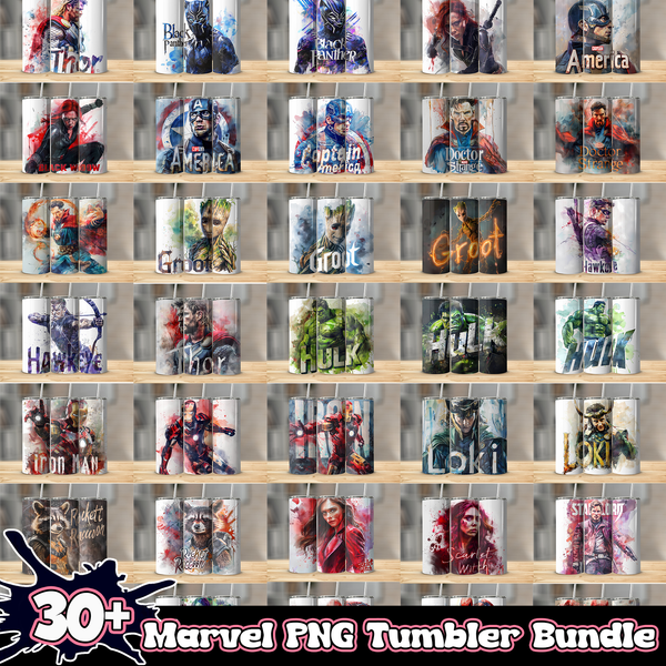 30+ Marvel PNG Tumbler Bundle 