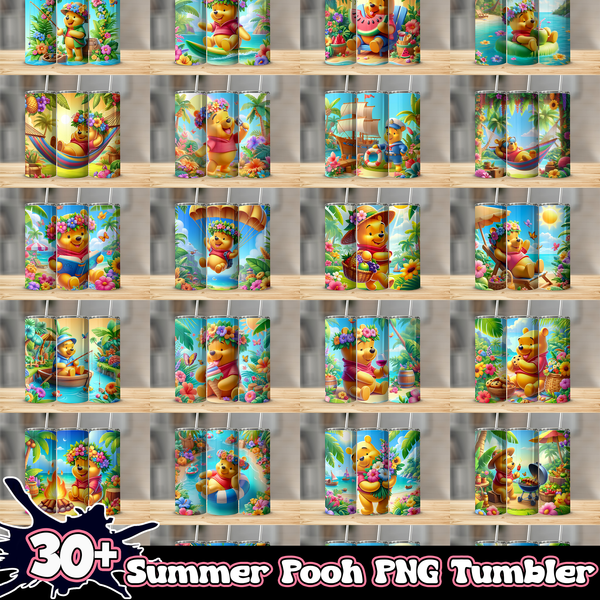 30+ Summer Pooh PNG Tumbler 