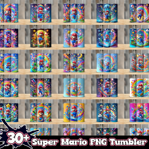 30+ Super Mario PNG Tumbler Bundle