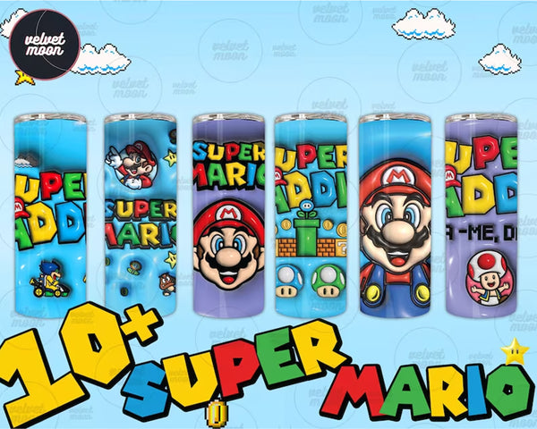 10+ 3D Inflated Super Mario Cartoon Tumbler bundle, Instant download