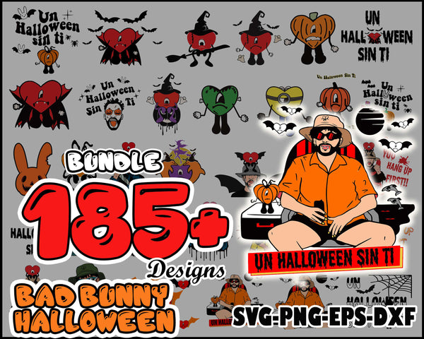 186 Files Bad Bunny Halloween SVG, Halloween bundle SVG, Digital Download
