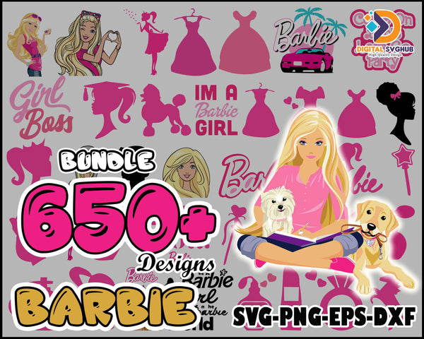 Barb Svg Bundle , SVG, Princess Silhouette, pink doll Svg, Girl Svg, Sticker Clipart, Svg Files for Cricut , SVG - PNG Decal
