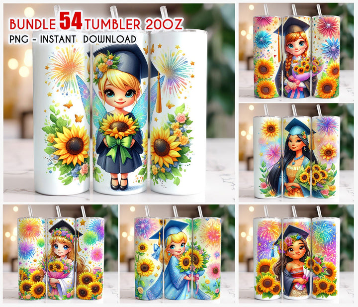Bundle Sunflower Princess Graduation Tumbler Wrap 