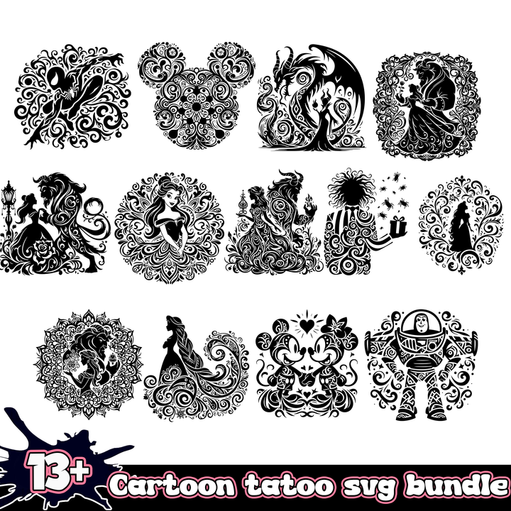13+ Cartoon Tattoo SVG Bundle