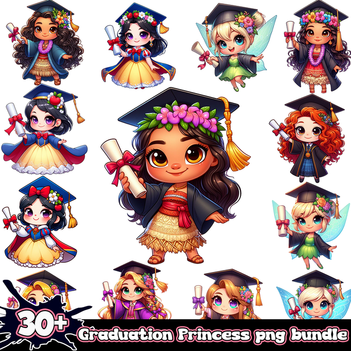 30+ Graduation Princess PNG Bundle 