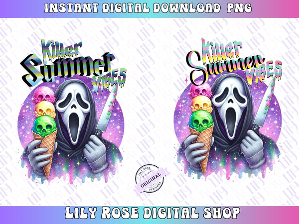 Killer Summer Vibes PNG, Ghostface Summer Horror Png