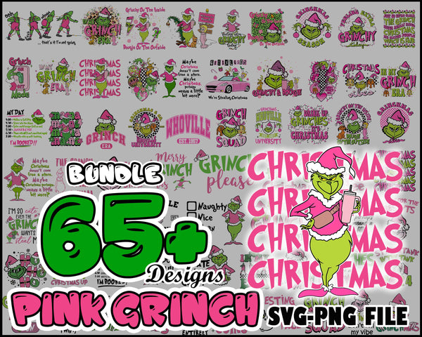Pink grinch Christmas svg Bundle