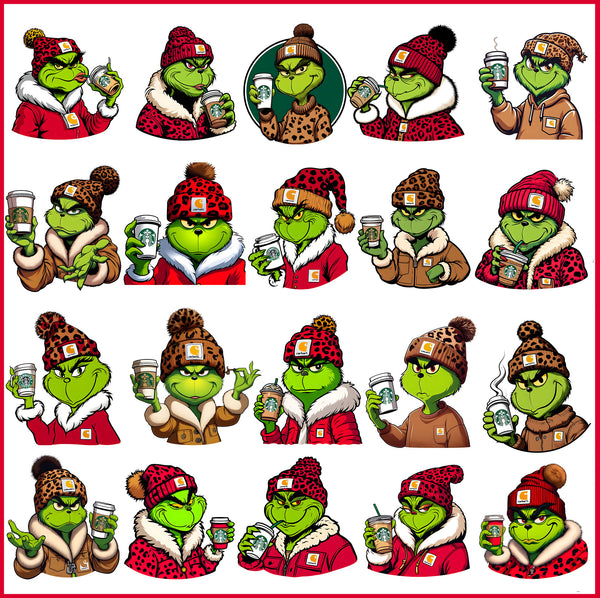 Red Boujee grinch dunkin png bundle