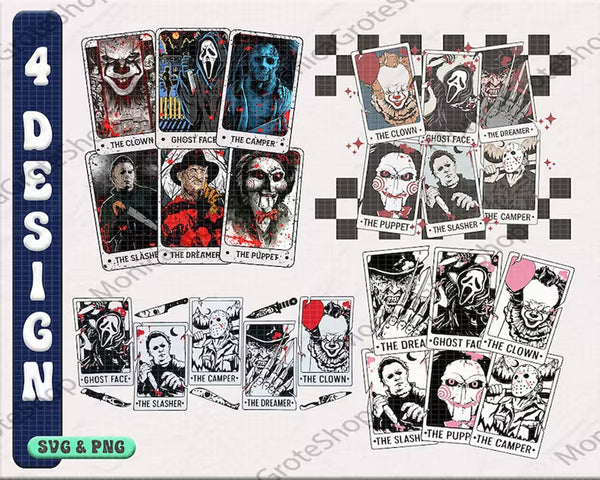 Ver 2 - Horror Characters Tarot Card SVG PNG, Svg Files for Cricut, Immediately Download