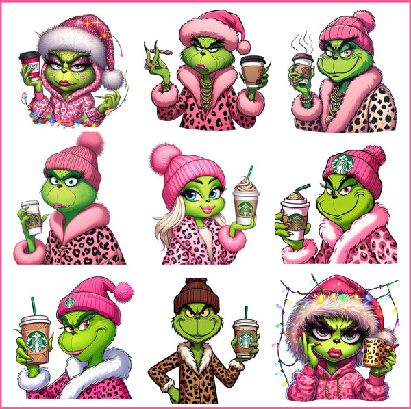 Boujee grinch dunkin png, cute grinch png file
