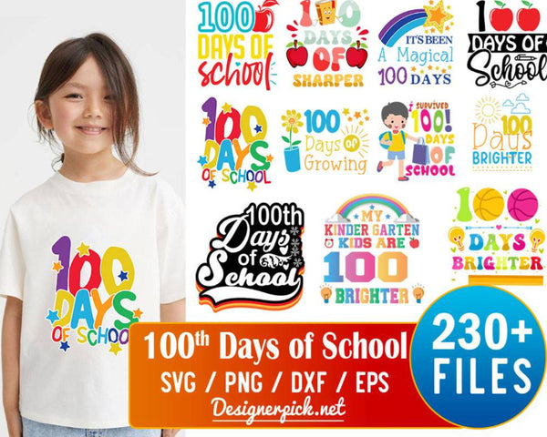 100 Days of School Svg Bundle, School Svg Bundle, 100th Day of School Svg, Png, Dxf, Eps, School Clipart, Silhouette