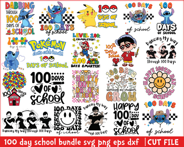 100 Days of School SVG Bundle, 100th Day of School svg, 100 Days svg, Teacher svg, School svg, School Shirt svg, Sports svg