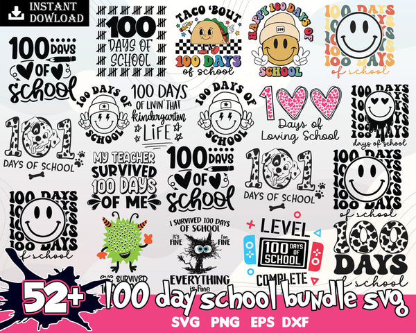 100 Days of School Quotes PNG Bundle, Happy 100th Day of School Png, PNG Digital File