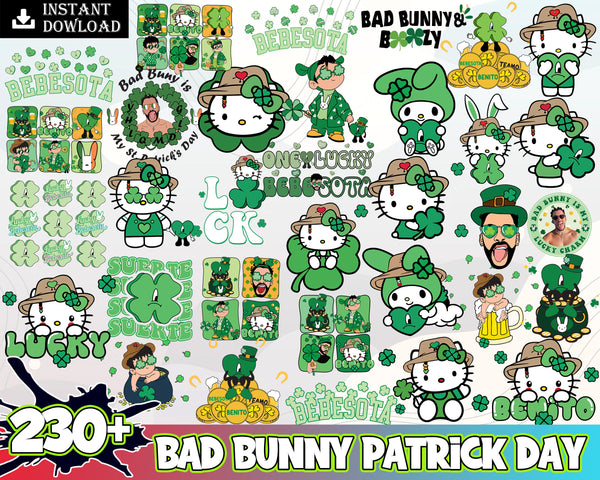 Bad Bunny Patrick Day Bundle SVG, St. Patrick's Day Bad Bunny, Dia de San Patricio Svg, Lucky Bebesota Bebesita, Digital Download