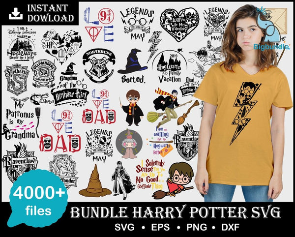 4000+ Harry Potter Bundle Svg, Hogwarts svg, HP Font Svg