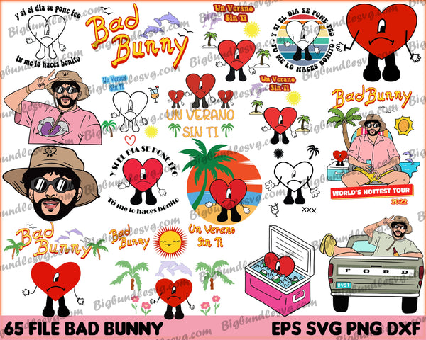 Bad Bunny SVG, 65 file Bundle bad bunny svg