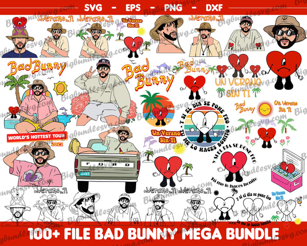 Bad Bunny SVG, 100 file Bundle bad bunny svg 3