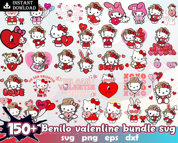 150+ Valentine Bad Bunny Svg Png Bundle, Valentines Benito Png, Bad Bunny Valentines Png, Un San Valentin Sin Ti PNG