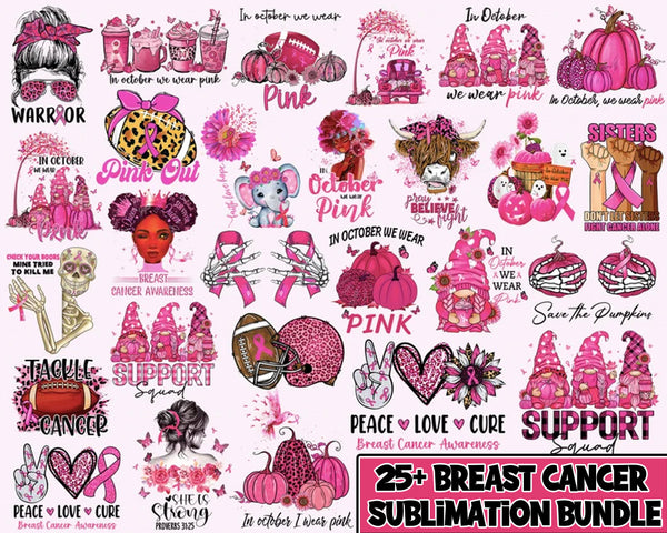 25+ Breast Cancer Halloween Png Bundle, Breast Cancer PNG, In October We Wear Png, Survivor Ribbon Png