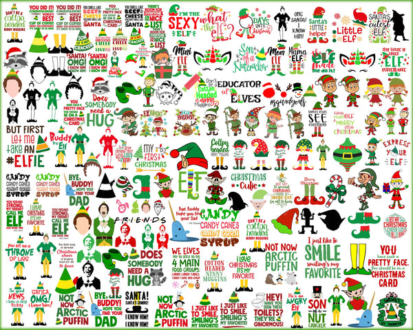 650+ Buddy The Elf Christmas SVG, PNG, DXF, eps Holiday Movie Files for Greeting Cards, Tshirts, Gift Tags