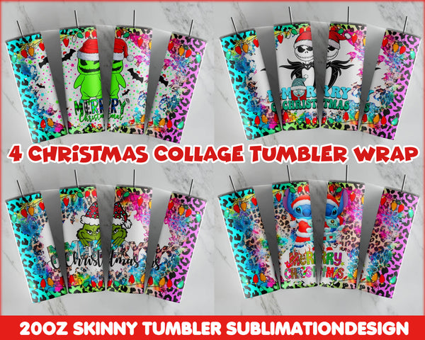 Christmas Collage Tumbler Wrap -20 oz Sublimation Tumbler Wrap -PNG Digital File - CRM12112201
