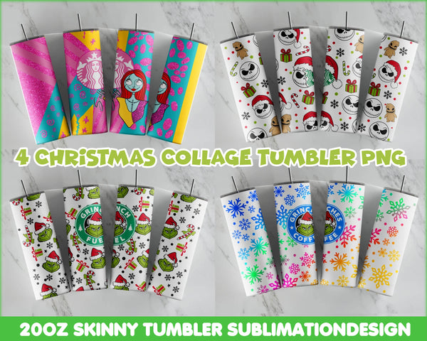 Christmas Collage Tumbler Wrap -20 oz Sublimation Tumbler Wrap -PNG Digital File - CRM12112203