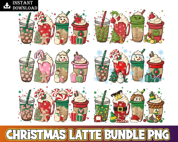 Christmas Latte Png Bundle, Coffee Png Bundle, Christmas Png Bundle, Digital Download