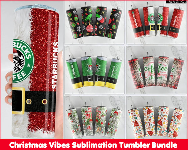 Christmas Tumbler Bundle, Christmas Vibes Sublimation, Shop Popular Christas Design Bundle - CRM12112207