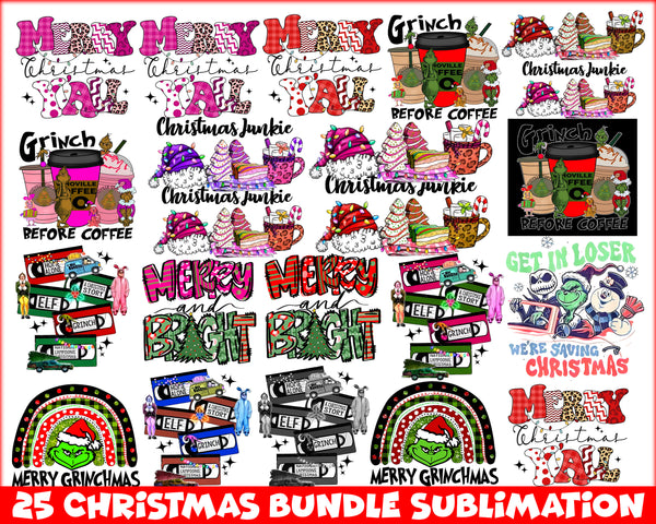 25 Christmas Sublimation PNG Bundle, Christmas png bundle, Christmas Svg Bundle, Cricut File, Christmas Png - CRM29112201