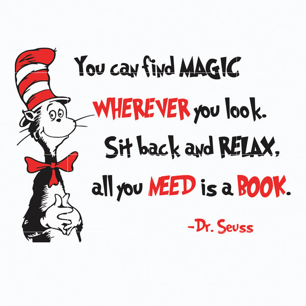 Dr. Seuss Quote svg, You need a book , dr svg, png, dxf, eps digital file DR05012151
