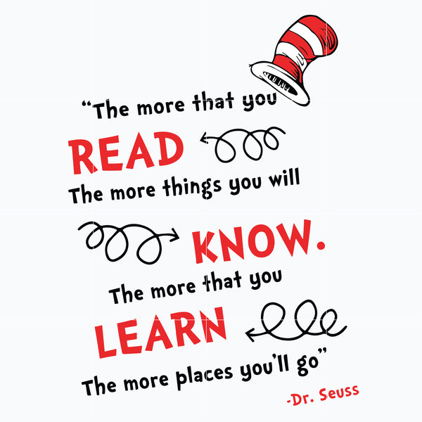 Dr. Seuss Quote svg, The more that you read the more things you wil know , dr svg, png, dxf, eps digital file DR0601212