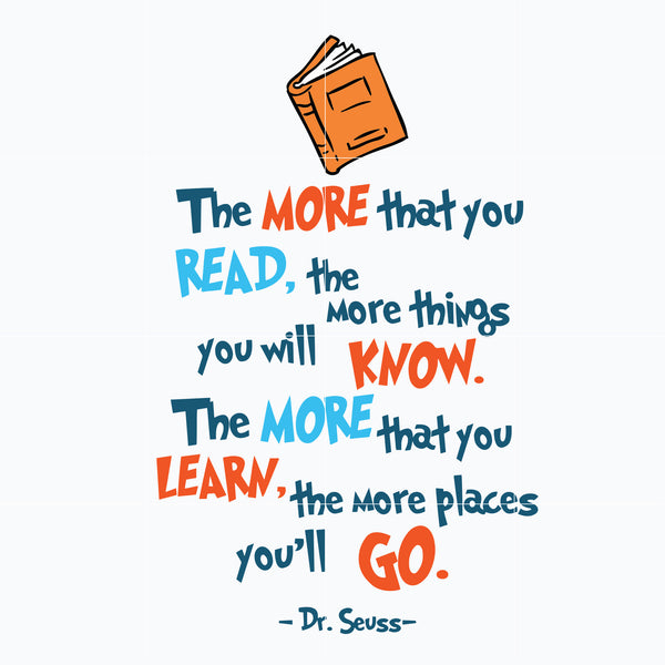Dr. Seuss Quote svg, The more that you read the more things you wil know , dr svg, png, dxf, eps digital file DR0601213