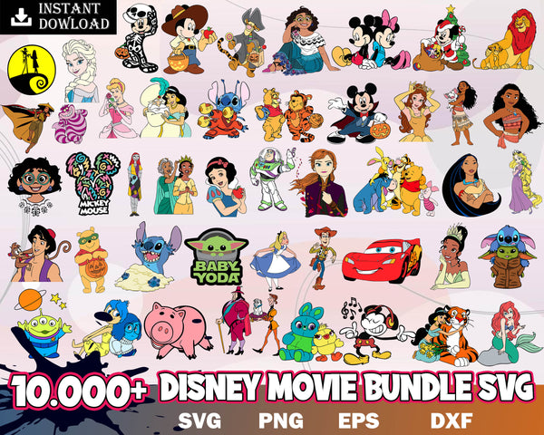 10k+ Mega bundle Disney Movies svg, png, dxf, eps, Fun Disney bundle, Big bundle SVG and for cricut files, Clipart Svg