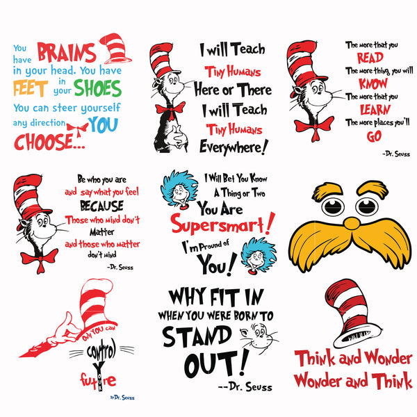 Dr. Seuss Quote Svg, Dr. Seuss Svg, Dr. Seuss Saying Svg, Why fit in when you were born to standout, Svg Dr_bundle_3