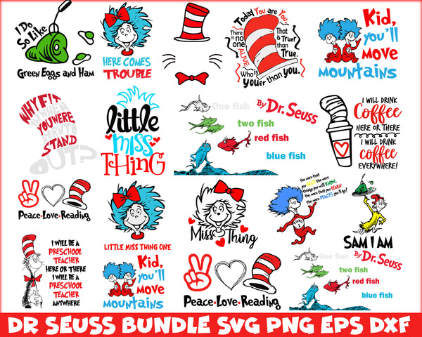 Dr Seuss svg bundle, cat In the Hat svg, Dr Seuss Hat svg ,Green Eggs And Ham Svg, Dr Seuss for Teachers Svg (1)