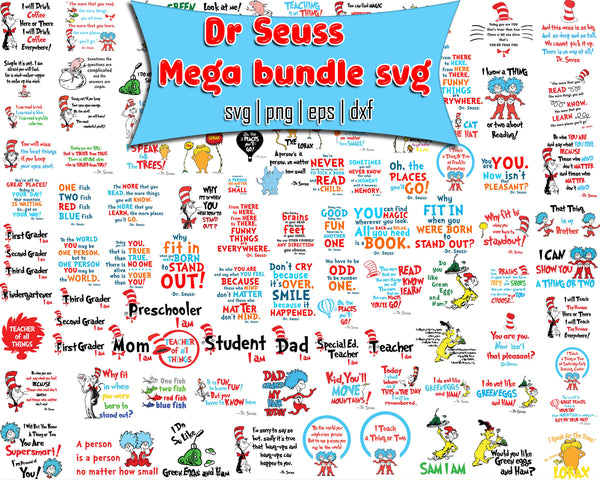 Dr Seuss svg bundle, cat In the Hat svg, Dr Seuss Hat svg ,Green Eggs And Ham Svg, Dr Seuss for Teachers Svg (4)
