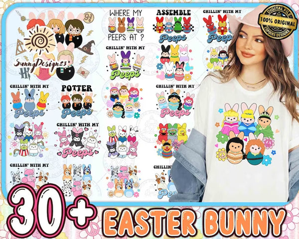 Easter Bunny Cartoon Png Bundle, Chilling With My Peeps Png, Easter Princess Png, Easter Cartoon Png, Easter Kid Shirt Png