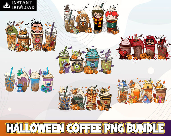 7+ Halloween Coffee png, Halloween bundle PNG, Digital Download, Instant Download