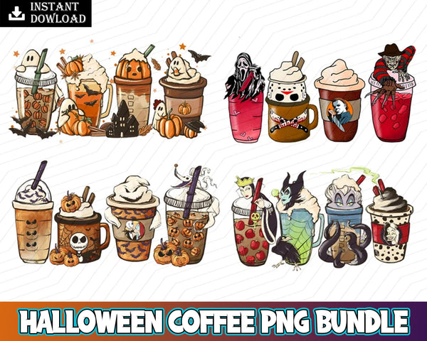 Mega Bundle Halloween Coffee png, Halloween bundle PNG, Digital Download, Flash Download