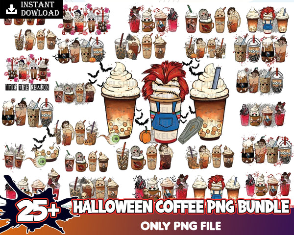 25+ Halloween Horror Coffee Png Bundle, Halloween Png Bundle, Halloween bundle PNG, Digital Download