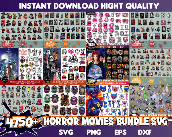 4750+ Horror Movies SVG Bundle, Bundle svg, eps, png, dxf, Svg Files for Cricut, Immediately Download