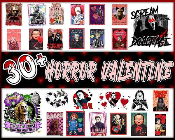 30+ Horror Valentine PNG Bundle, Valentine's Day Horror Character, Valentine Horror Movie Png, Valentine's Day Png, Instant Download