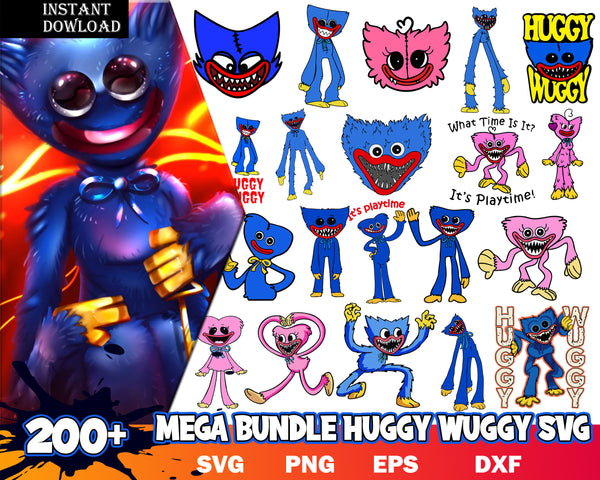 200+ Bundle Huggy Wuggy Kissy Missy Poppy Playtime SVG, PNG, DXF, EPS