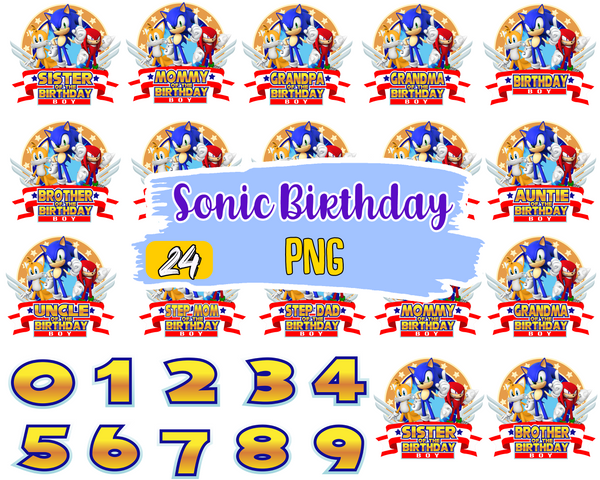 Sonic Birthday Png Bundle, Png Cricut, Sonic Png, Cartoon Png For Kids