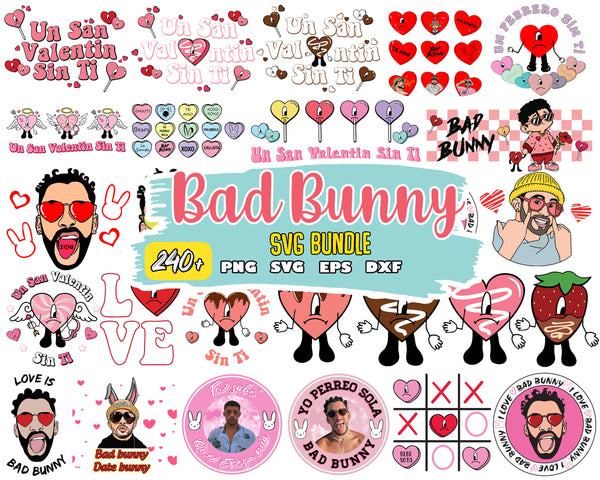 Valentine Bad Bunny SVG PNG Bundle, Bad Bunny Valentines Svg, Un San Valentin Sin Ti Svg Png, Digital Download