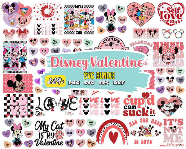 Valentine’s Day SVG bundle ,Disney vanlentine_s day SVG , Mickey Valentine bundle , for Cricut, Silhouette, digital download