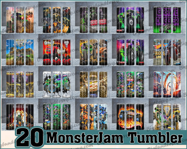 MonsterJam Tumbler - MonsterJam PNG - Tumbler design - Digital download