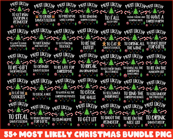 Christmas Png Bundle, Funny Christmas png, Most Likely To Png, Family Christmas Png, Silhouette